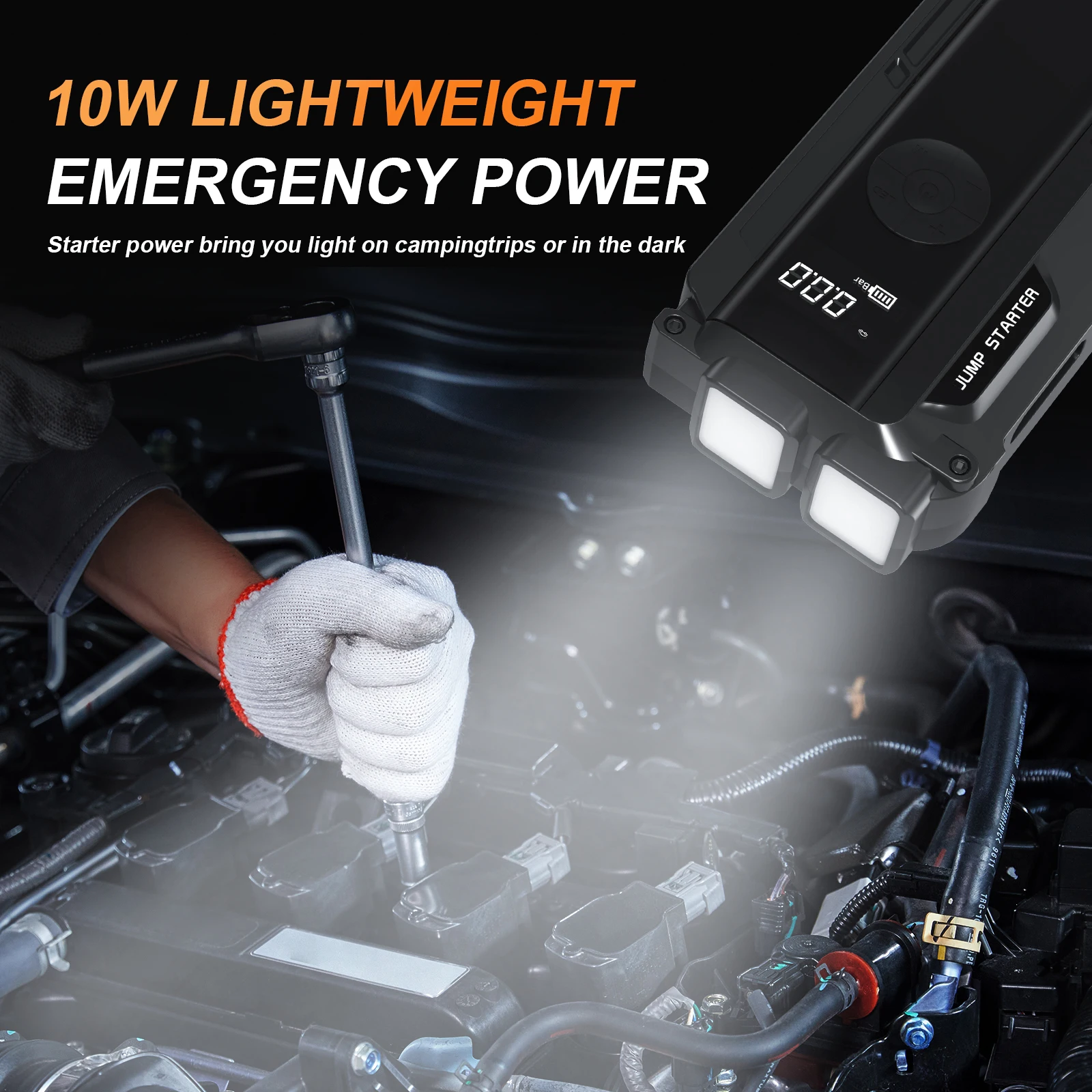 Roadjoy 3000A Portable Car Jump Starter with Air pump LED Light Power Bank Car Battery Charger Booster Buster For 10L 8.0L Start