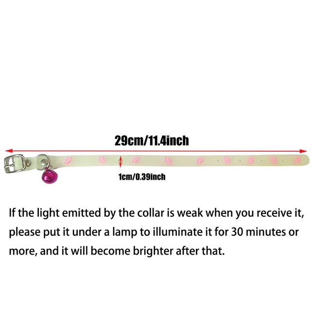 Cat Collar Glow in the Dark Footprint Cute Charms Adjustable Luminous Pet Collar for Kitten Chihuahua Night Walking Camping 2