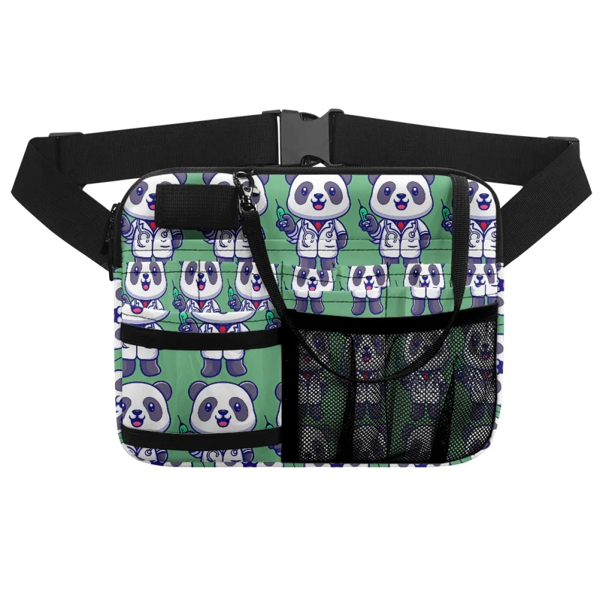 

Panda Bamboo Veterinary Pattern Large Capacity Soft Satchel Multi Pocket Zippers Waistpack Classic Dirt Resistant Crossbody Bag