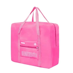 Compact Waterproof Nylon Travel Organizer Bag with Large Capacity and Foldable Design (Rose red)