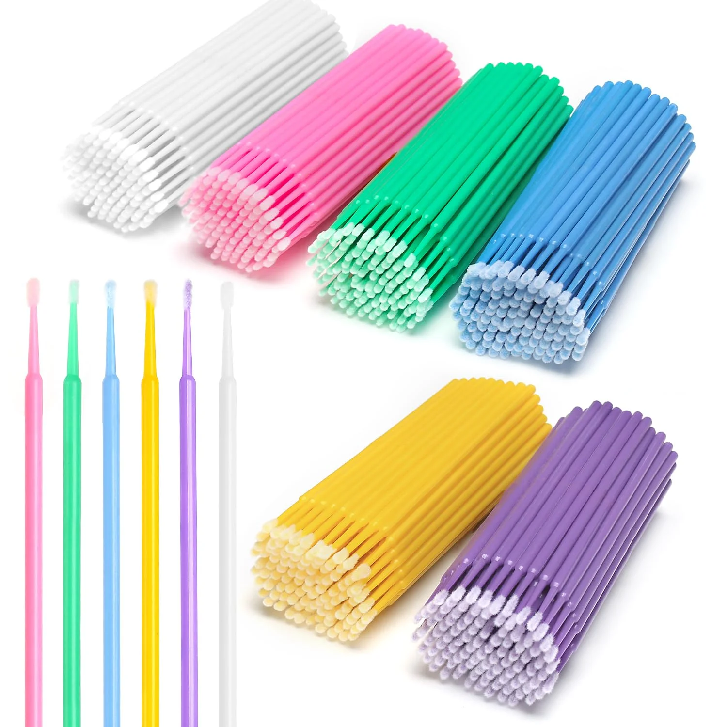 100Pcs Eyelash Cleaning Brush Individual Eyelashes Micro brush Lash Extension Micro Cotton Swab Beauty Makeup Clean Remover Tool 2