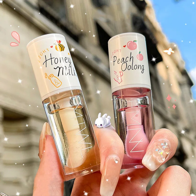 Moisturizing lip essence oil white peach oolong honey milk transparent lip care oil ваза 35 см white cristal honey