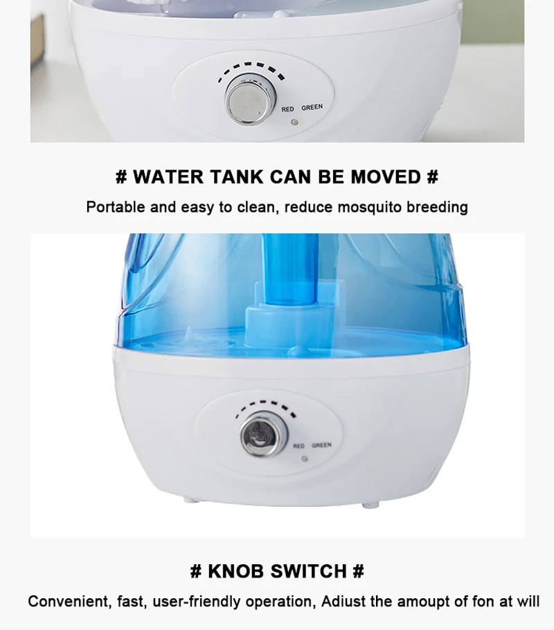 Cold Mist Humidifier Quiet Ultrasonic Humidifier - Adjustable -360 Rotating Nozzle, Automatic Shutdown, Humidifier for Baby Nurs 6