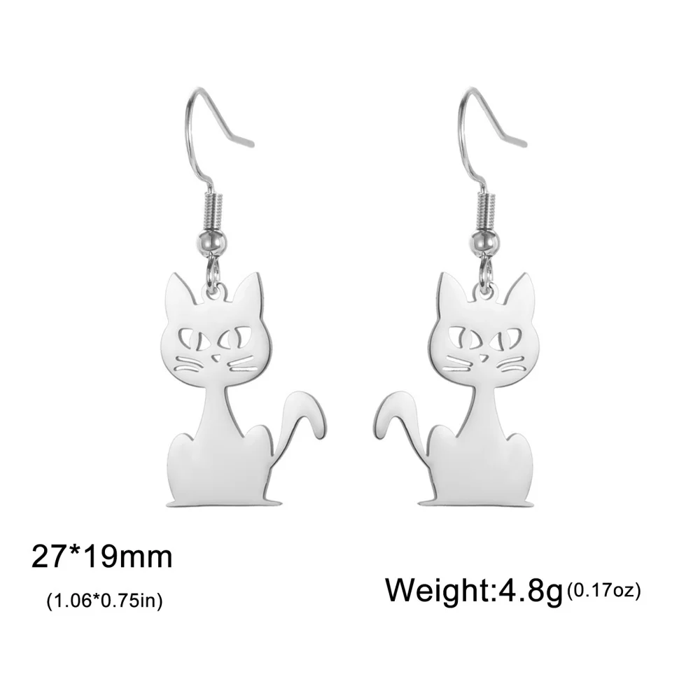 Eueavan Springende Katze, baumelnde Ohrringe, Edelstahl, lange Quasten, Creolen, niedliches Kätzchen, Tierschmuck, Geschenke für Frauen und Mädchen – Detail 33