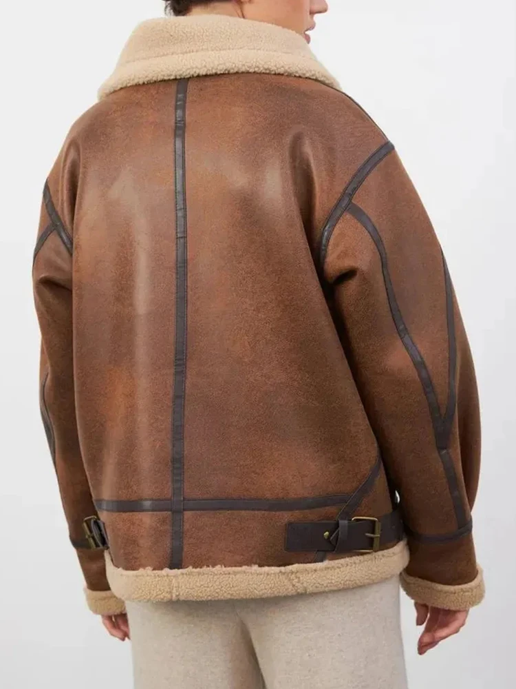 Ailegogo faux lamb fur coat - detail view