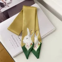 New Style Decoration Women's Printed Animal style Scarf Business Europe And America Small Neckerchief Silk Scarves skinny scarf 5