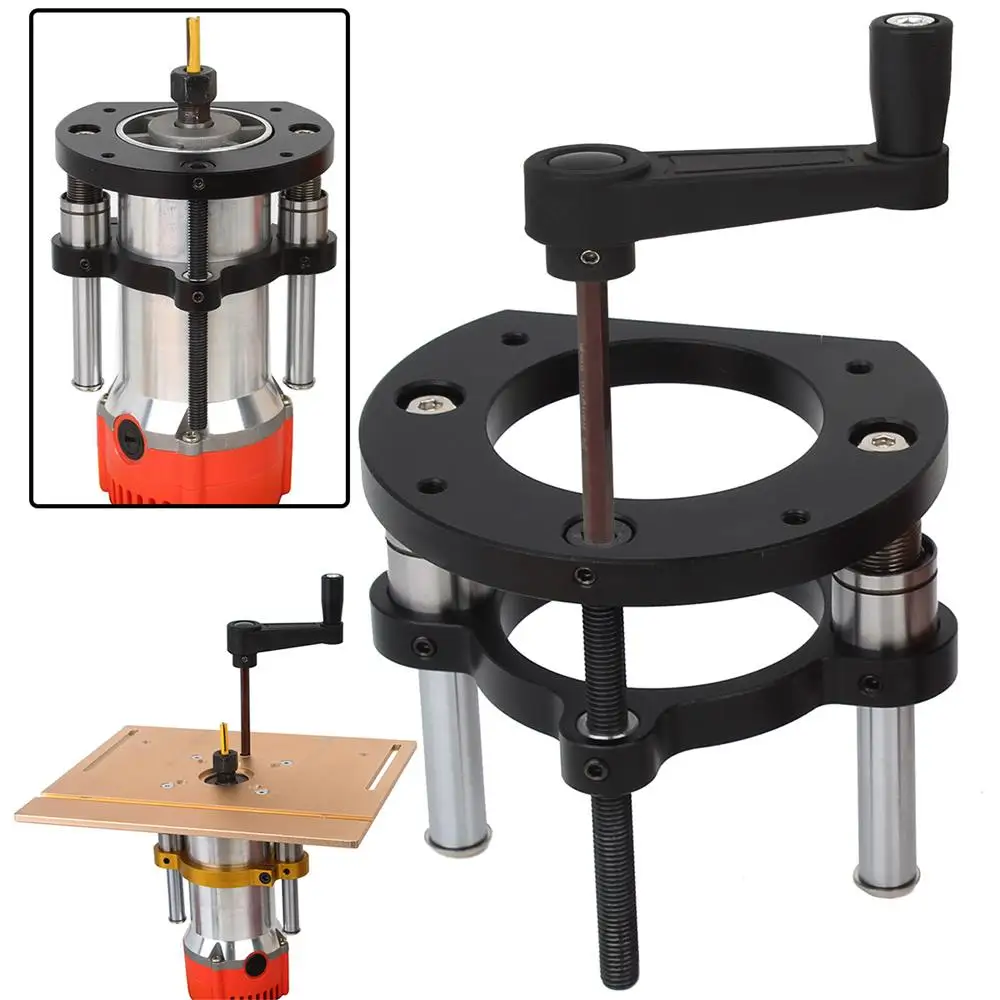 

Router Lift 65mm Universal Trimming Machine Router Lift Table Base For Woodworking Benches Table Saw Aluminum alloy Base Tool
