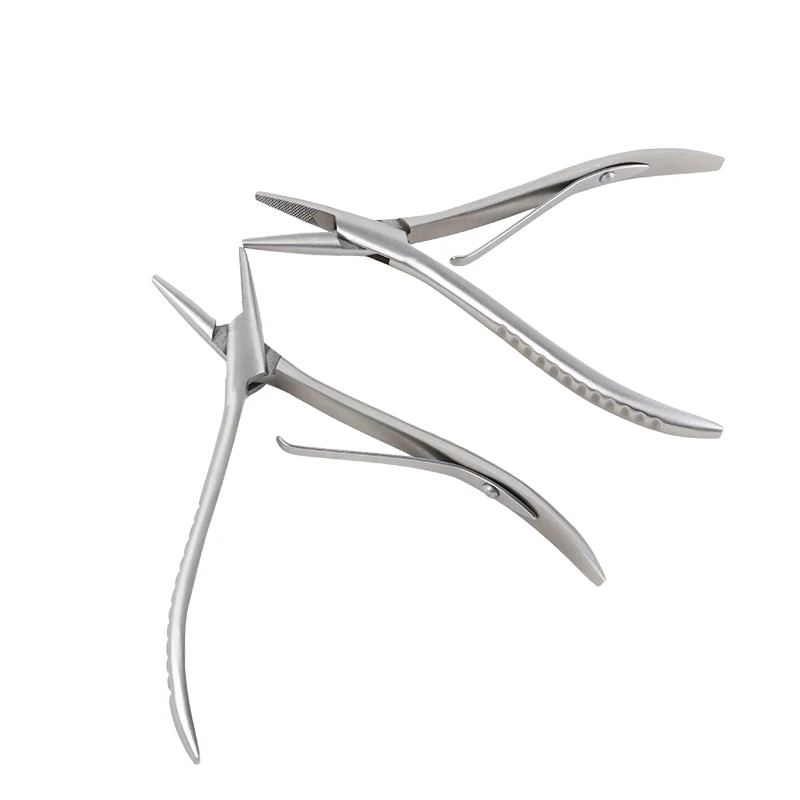 Stainless Steel Hair Extension Pliers Silver Multi Functional Flat Tip Pliers With Teeth Keratin Hair Extensions Removal Tools
