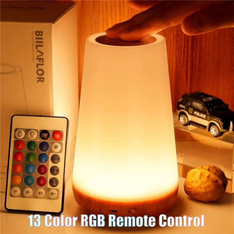 Veilleuse RVB Avec Télécommande, Lampe Tactile à Intensité Variable, Lampes De Chevet De Table Portables, Lampe De Nuit Aste Par USB, 13 Documents Proxy