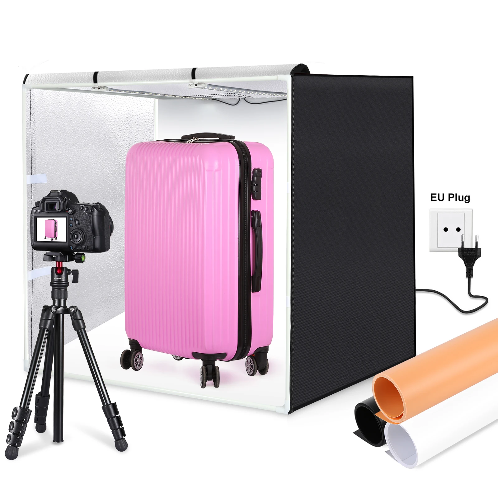 Description Picture 2 of itemPULUZ 80cm Photo Studio Lightbox,80W CIR95 Photography Light Box Kit,Photo Softbox Studio Shooting Tent Box Kit 3 Color Backdrop