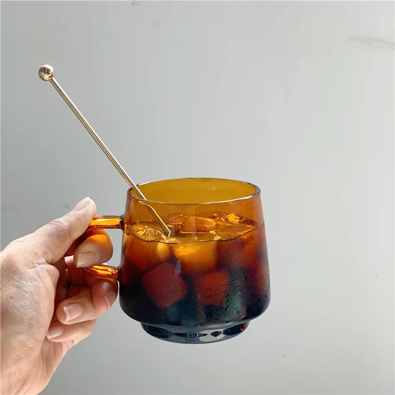 Modern Ins Nordic Coffee Cup Latte Colored Glass Vintage Water Tea Milk Glass Cup Transparent Heat-resistant Wedding Mug