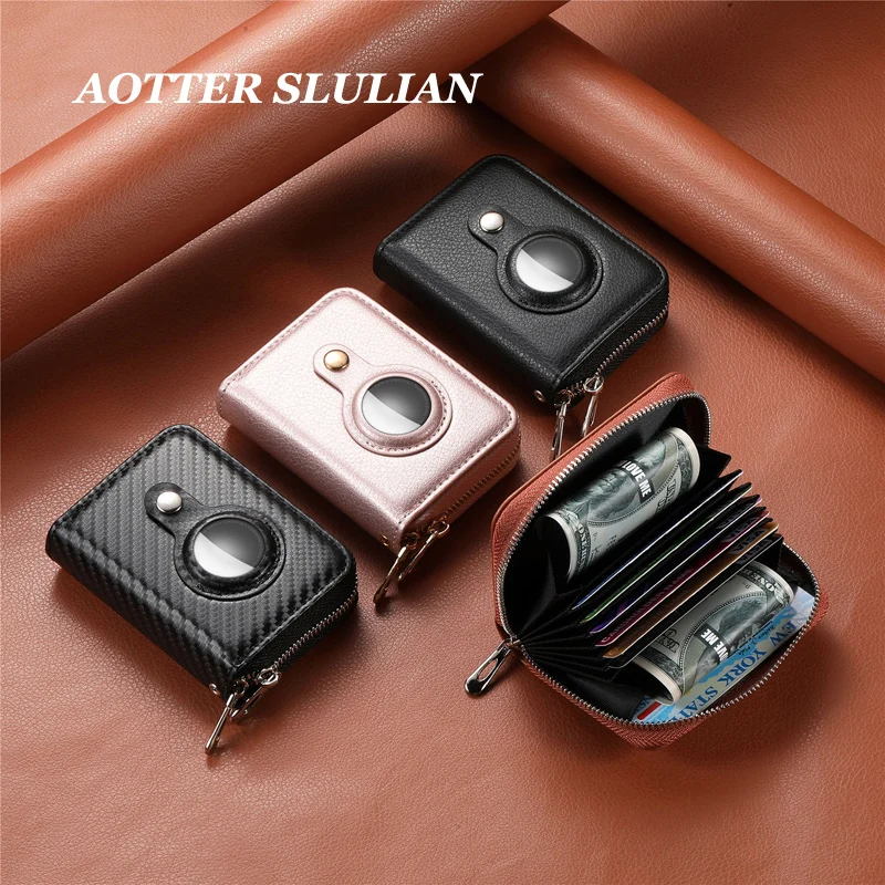 

Роскошный держатель для кредитных карт с RFID-блокировкой для мужчин и женщин, визитница с двойной молнией, кредитница, кошелек для монет