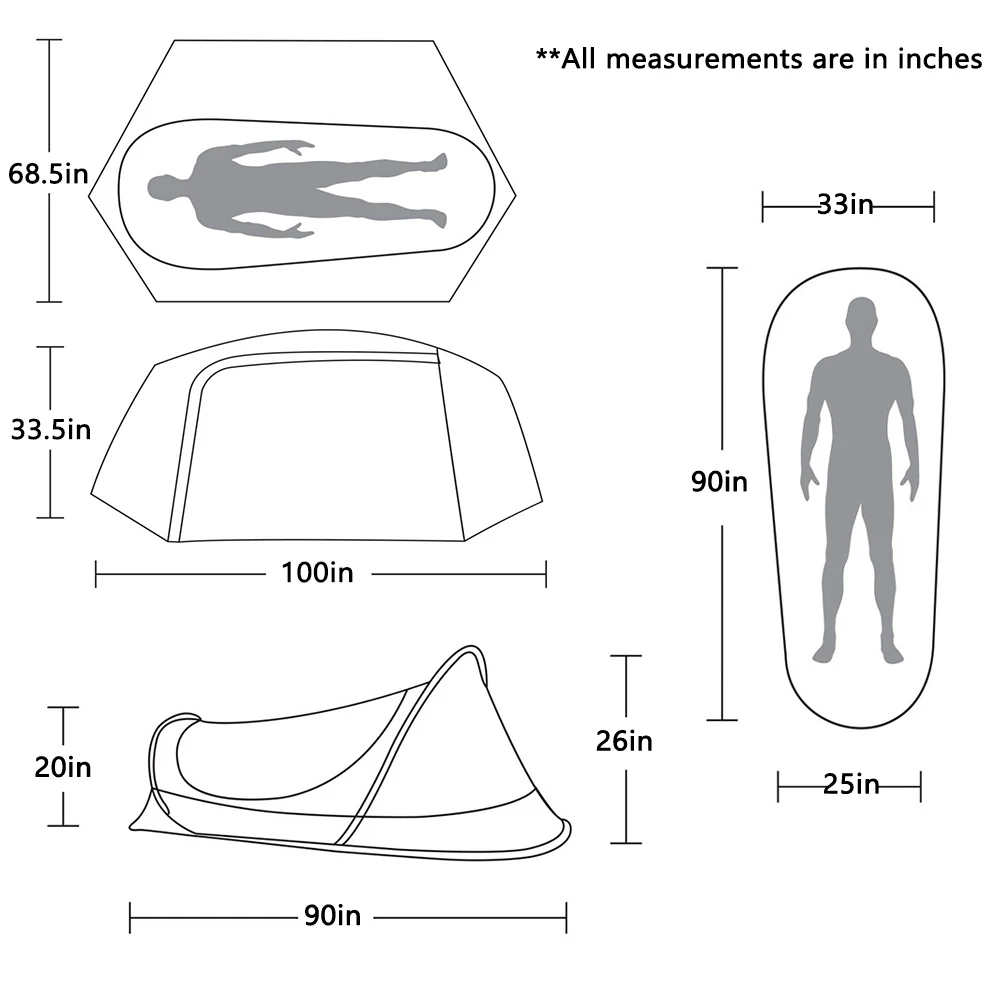 Sonuto Outdoor Single-Person Lightweight Tent Nylon Tactical Shelter Marching Bed Mosquito Net Anti-Mosquito Waterproof Field