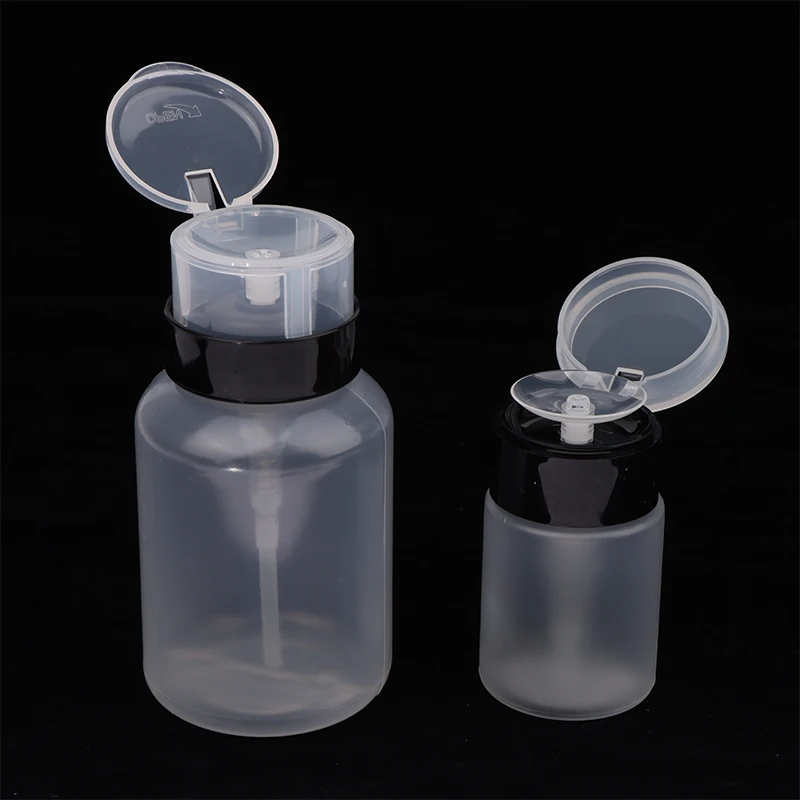 60/200ml Clear Empty Press Nail Bottle Pump Dispenser Plastic Polish Portable Liquid Makeup Remover Cleaner Manicure Tools clear plastic organizer bins penholder painting pens organizing rack crayons small tools table desktop storage organizers