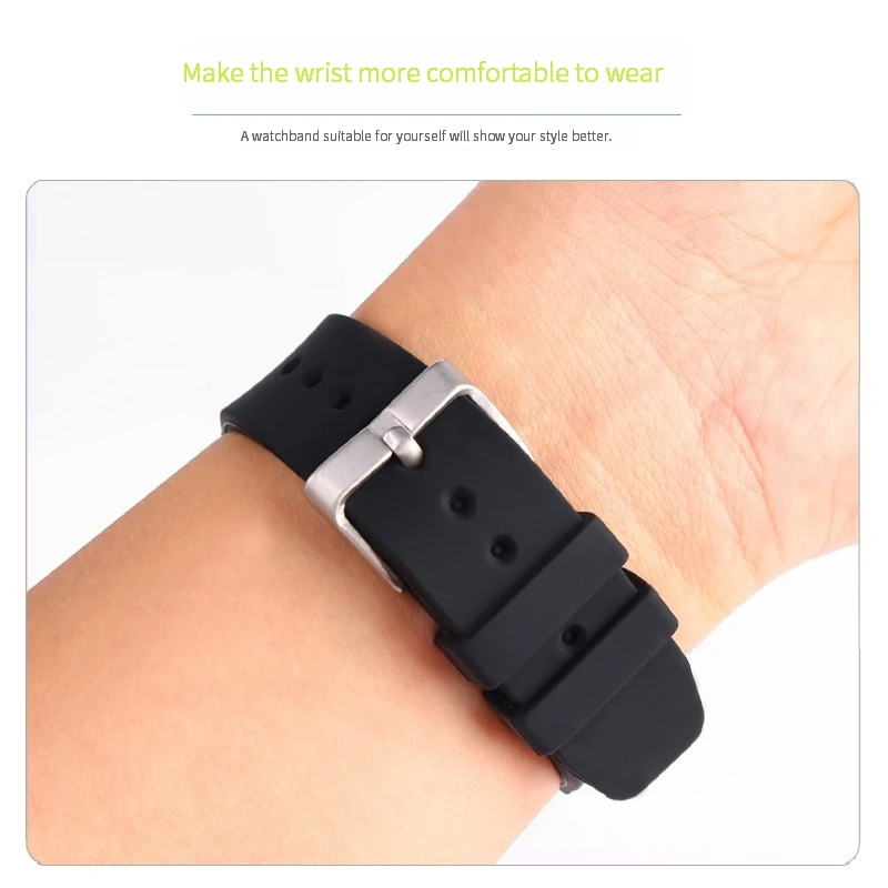 Enhanced Silicone Sport Watchband - 22mm Waterproof Diving Strap