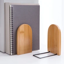 

Wholesale Book Holder Nature Bamboo Desktop Organizer Office Home Bookends Book Ends Stand Holder Shelf Bookrack Book Organizer