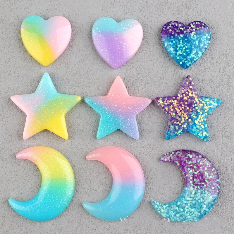 

20 шт., радужные звезды, луна из смолы