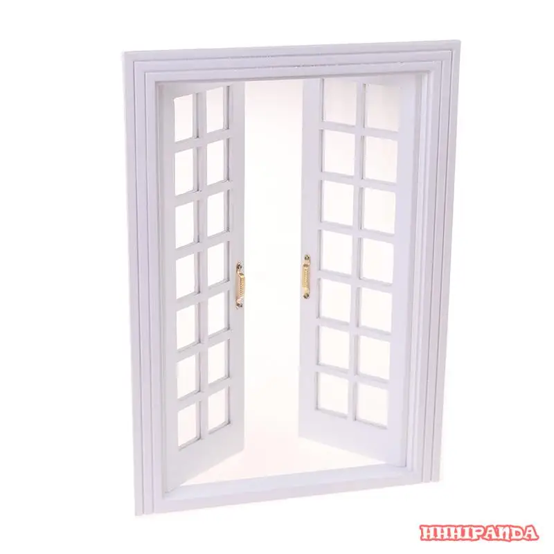 Mini maison de courses l'inventaire blanche pure, 28 grilles, double porte fenêtre pour maison de poupées, salon, cuisine, meubles jouet, 1:12