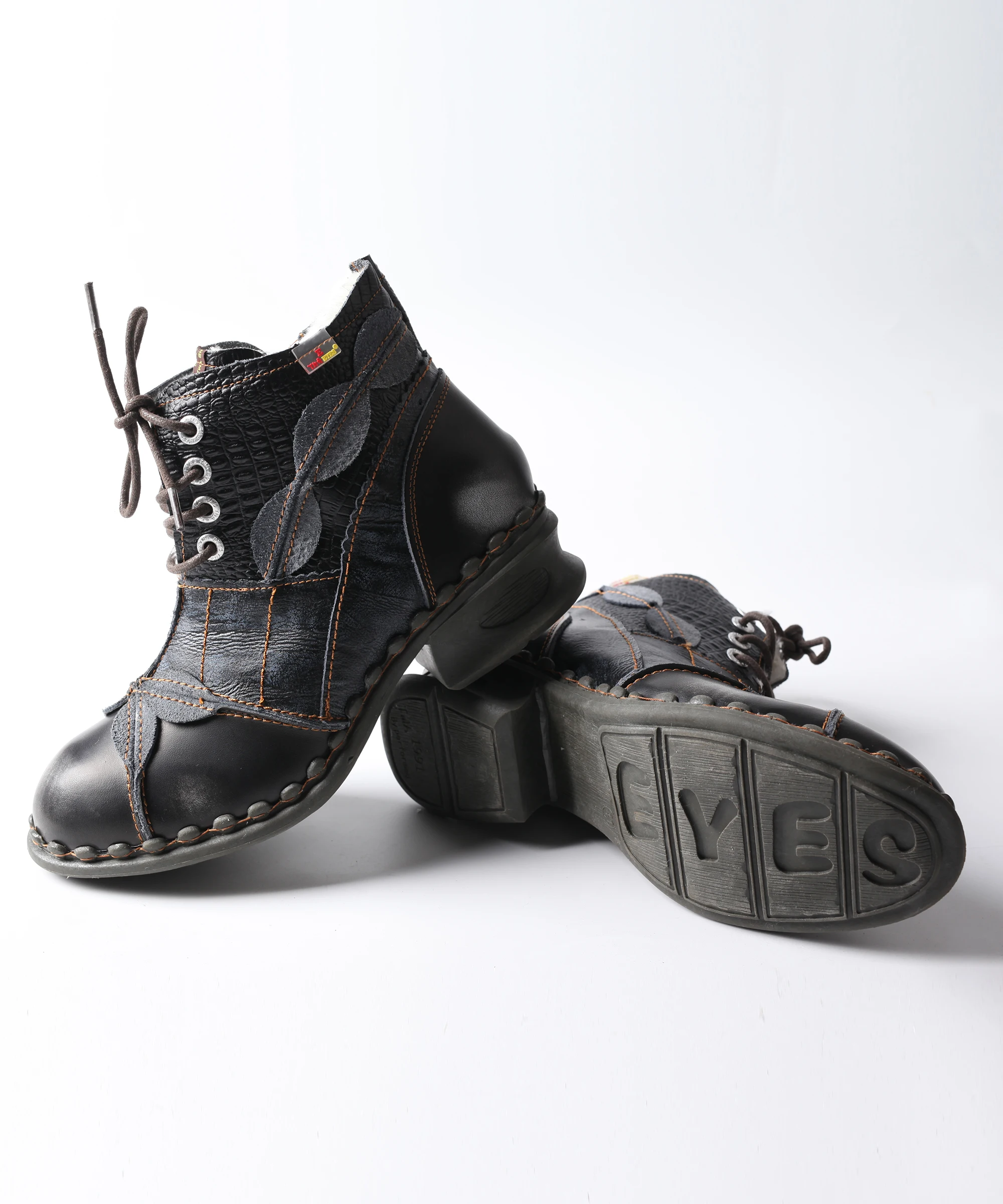 Tma Augen Winter gewaschen Leder Oxford Stiefel Mode Damenschuhe – Detail 2