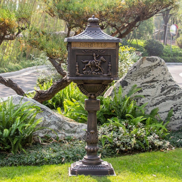 Villa Postafiók Kültéri Retro Kreatív Magazin Állvány Öntött Alumínium Nem Rozsdás Dekoráció Postaláda Posta Doboz - Image 3