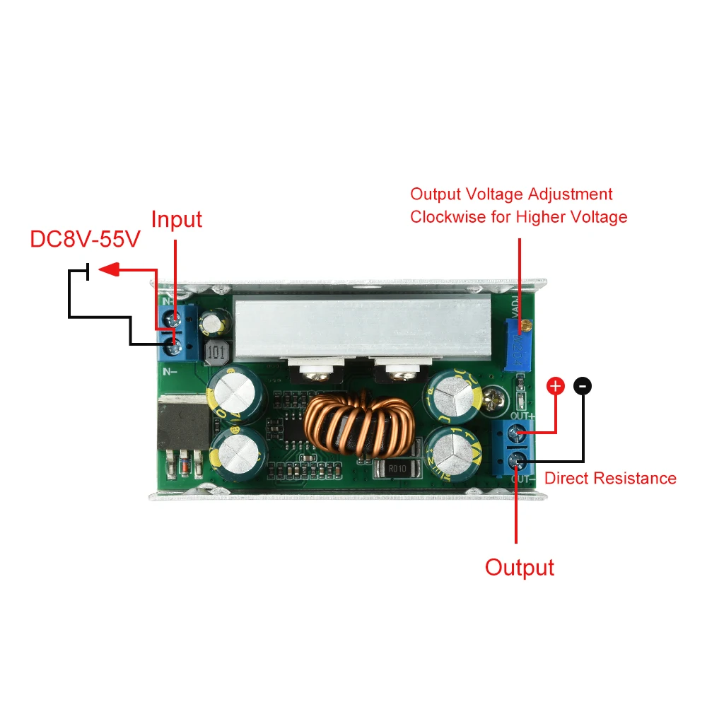 High-Power Adjustable DC-DC Step-Down Voltage Converter Module, 200W 15A