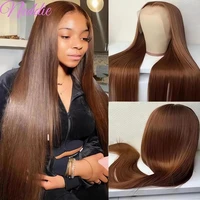 13X6 Chocolate Brown Lace Front Wigs 13X4 Bone Straight Human Hair 30 32 Inch Lace Frontal Colored Wig 100% Brazilian For Women 1