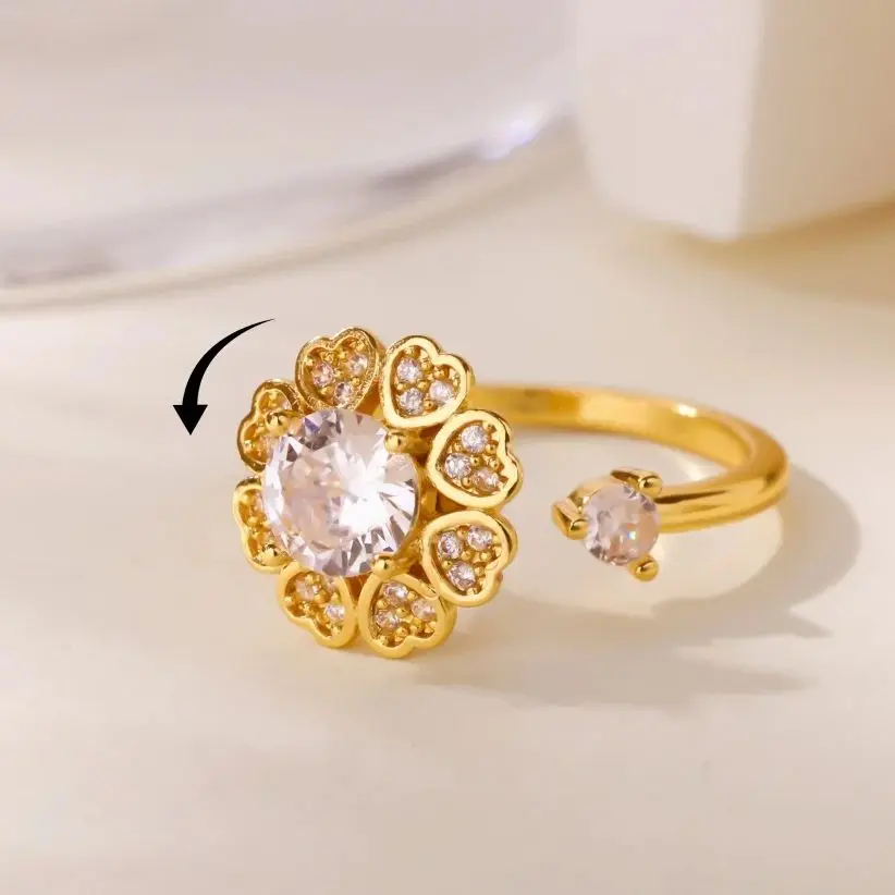 Luxury Fidget Spinner Knuckle Rings For Women Anti Anxiety