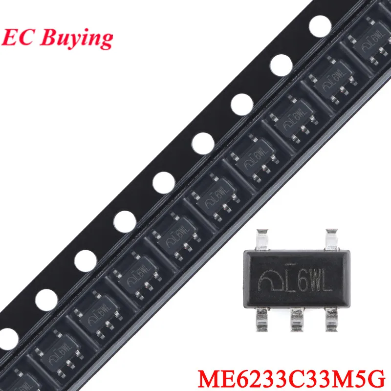 100 Stücke/10 Stücke ME6233C33M5G ME6233 L6WL SOT-23-5 3,3 V Low Power Hohe Präzision Hohe PSRR LDO Linearregler Chip IC