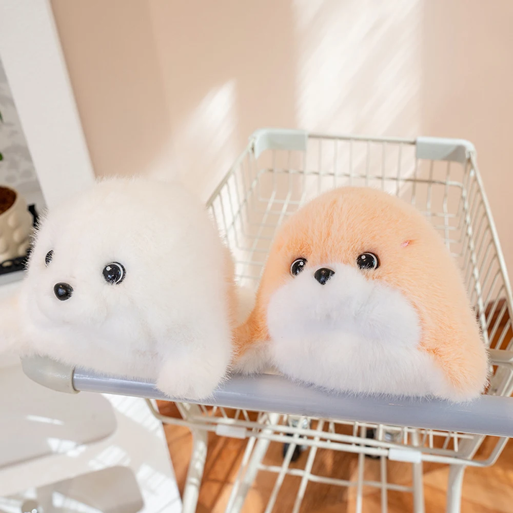 Chubby Seal Plush Toys Fluffy Orca Whale Stuffed Ocean Animal Killer Whale Soft Dolls With Small Black Eyes Cuddle Birthday Gift