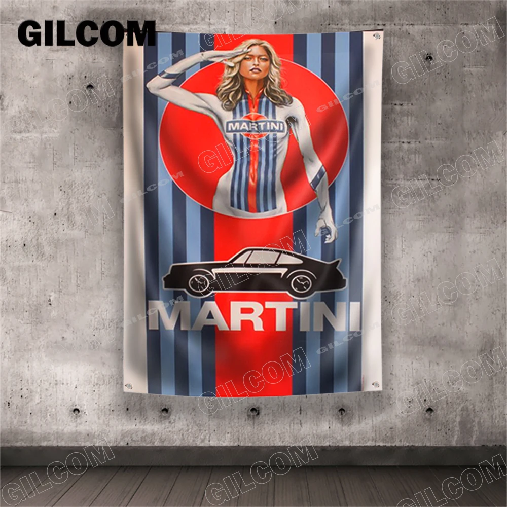 Фото MARTINI флаг гоночный автомобиль живопись Racer Home постер Реклама Логотип Спорт Открытый клуб цифровая печать баннер латунная втулка №5