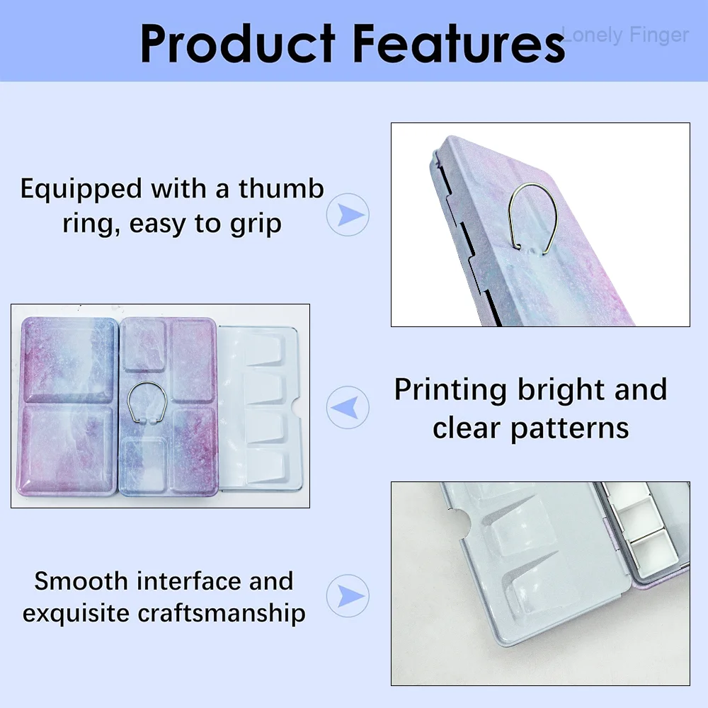 여행용 아티스트 빈 수채화 틴 박스 팔레트 페인트 케이스, 14개의 하프 팬이 포함된 작은 다채로운 틴, 여행, 스케치에 이상적