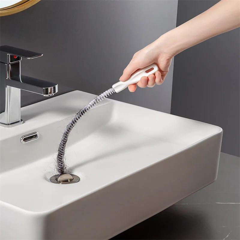 45cm Pipe Dredging Brush Bathroom Hair Sewer Sink Cleaning Brush Drain