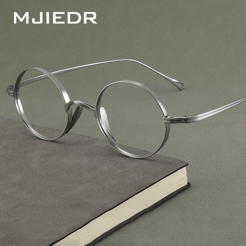 

Новое поступление, Простые Модные круглые очки MJIEDR из чистого титана в стиле ретро, оправа для очков унисекс, оптические очки, ультра-технические очки