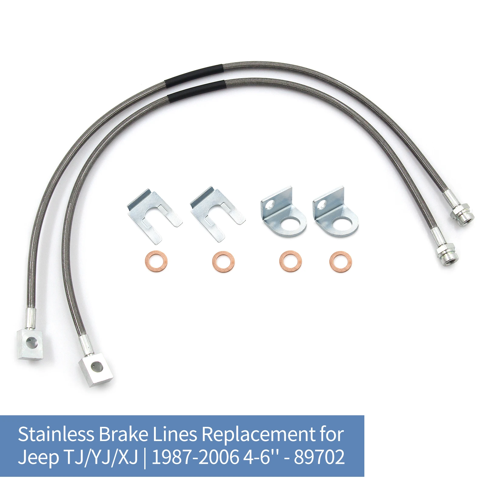 Stainless Brake Lines Replacement for Jeep TJ/YJ/XJ 19872006 46