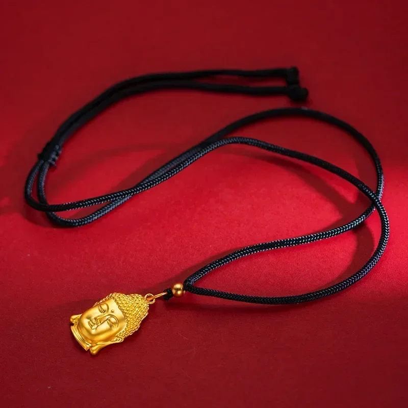 Neck jewelry gold 999 real gold pendant AU750 men and women peace Buddha head 18K necklace jewelry to give to friends