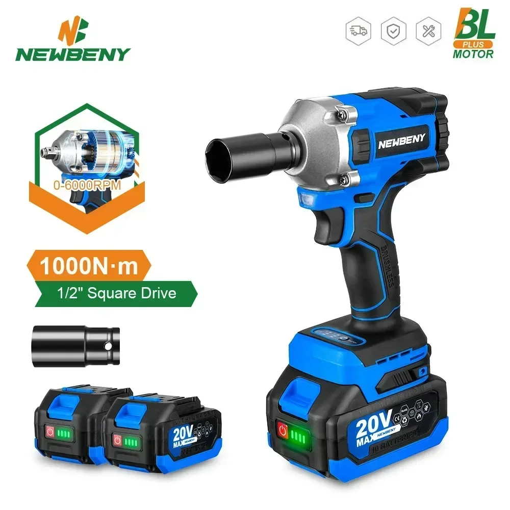 1000N.m Brushless Electric Impact Wrench 1/2 inch 3 Gears Cordless Rechargeable High Torque Power Tools For Makita 18V Battery