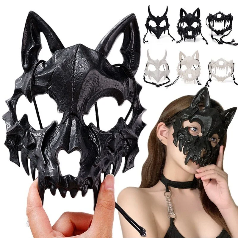 

Halloween Skull Party Mask Anime Dragon God Skeleton Half Face Masks Bone Skull Animals Mask Cosplay Dance Prom Costume Props