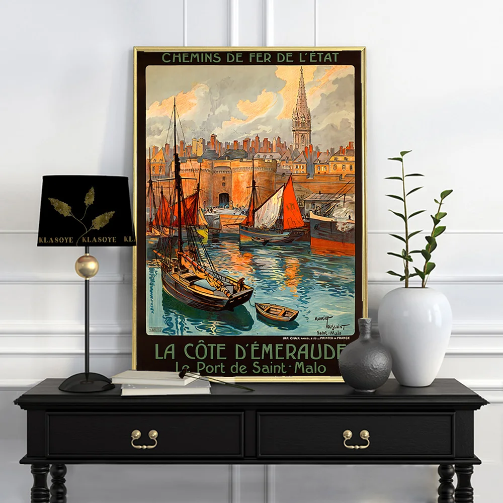 

France Saint Malo Travel Vintage Advertising Poster Print Art Landscape Canvas Painting Living Room Home Decor Wall Stickers