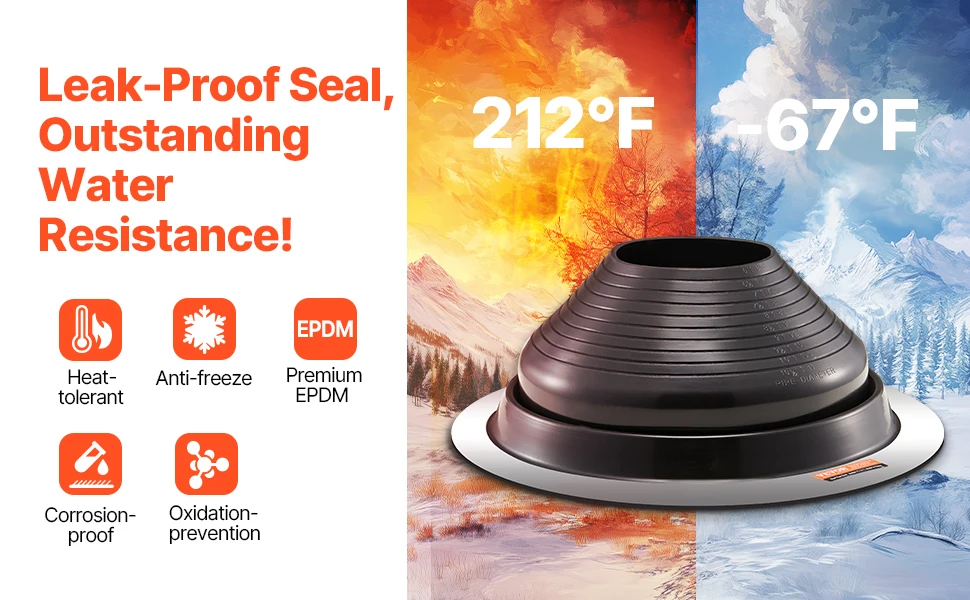 SucceBuy Roof Pipe Flashing Boots Fit Pipe OD 6"to11" Flexible EDPM Roofing Jack Pipe Flashing High Temp -67℉to 212℉ for Chimney