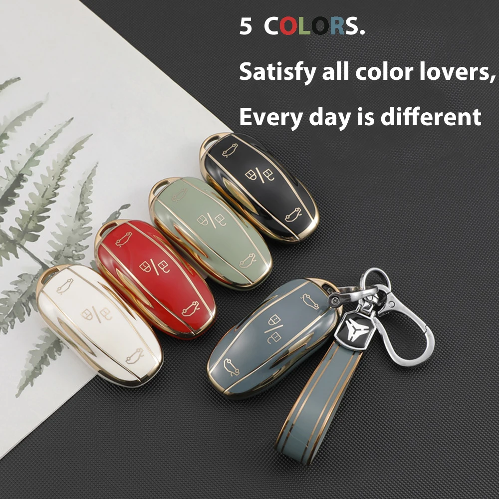 2022 New For Tesla Model 3 Y Car Key Case Cover Soft TPU Full Protection Bag Shell Holder Fob Keychain