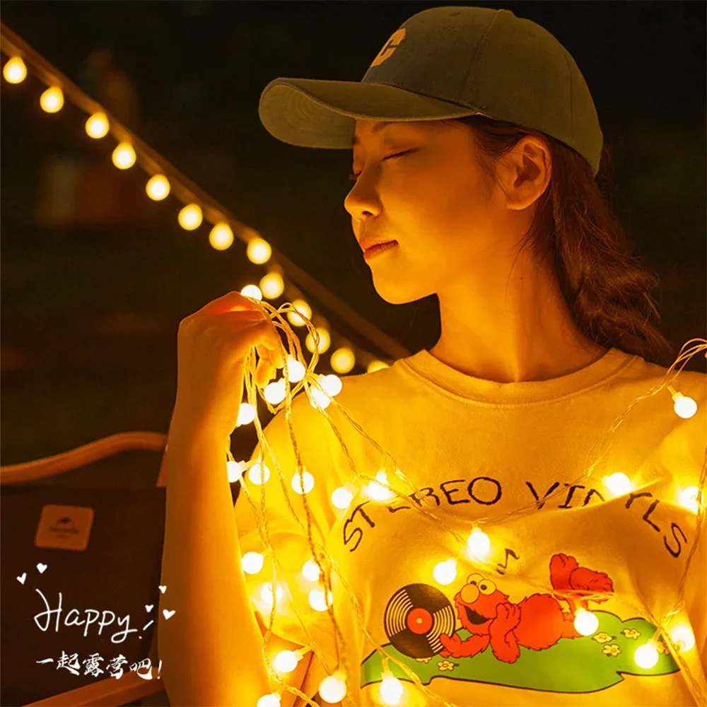 String Lights Camping Lamp Outdoor Crystal Globe Lights Waterproof USB Powered Patio Light for Camping Tent