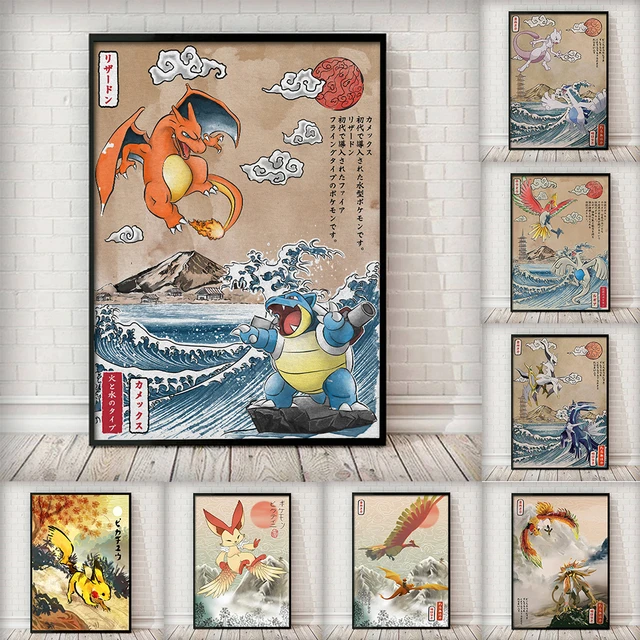 Pintura em tela anime pokemon poster arte minimalista pikachu blastoise  venusaur crianças quarto fundo da casa decoração da parede presentes -  AliExpress