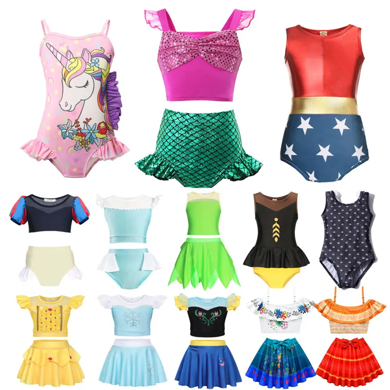 thumbnail image 2 of Bañador de una pieza para niña de 2 a 14 años, traje de baño de unicornio, arcoíris, sirena, moda de verano, 2023, 2 of 5