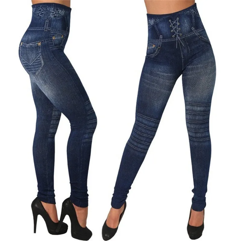 Women's Denim Jean High Waisted Leggings