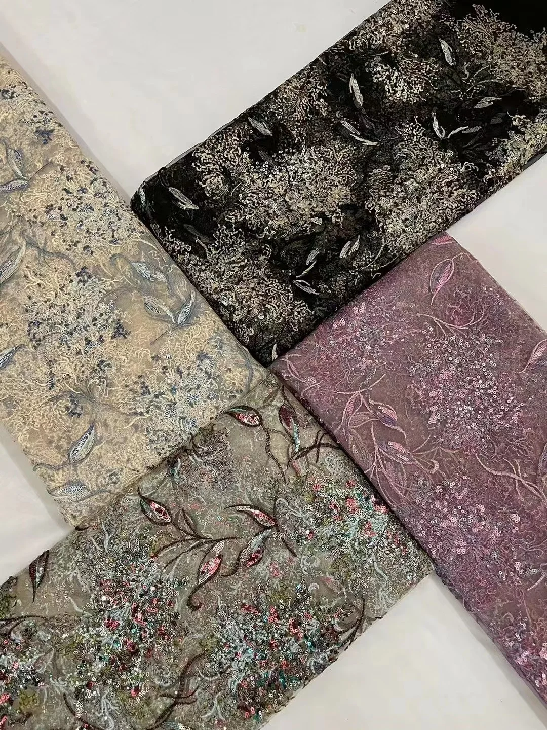 

African Lace Fabric 2023 High Quality Elegant Nigerian Sequins Net Embroidered French Tulle Lace Fabric 5 Yards For Party Dress