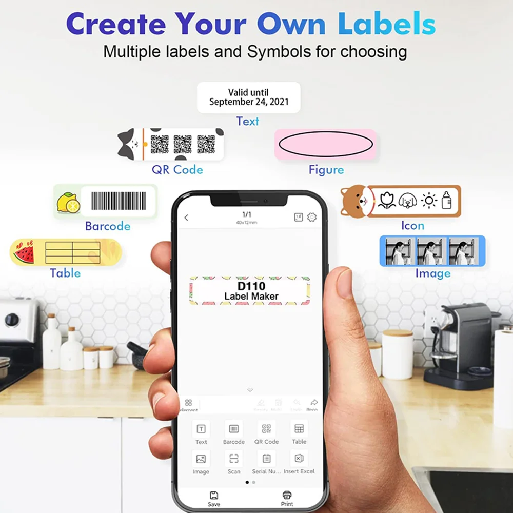 Label Printer Niimbot D110 Portable Mini Thermal Adhesive Sticker Inkless Pocket Maker UV For Mobile