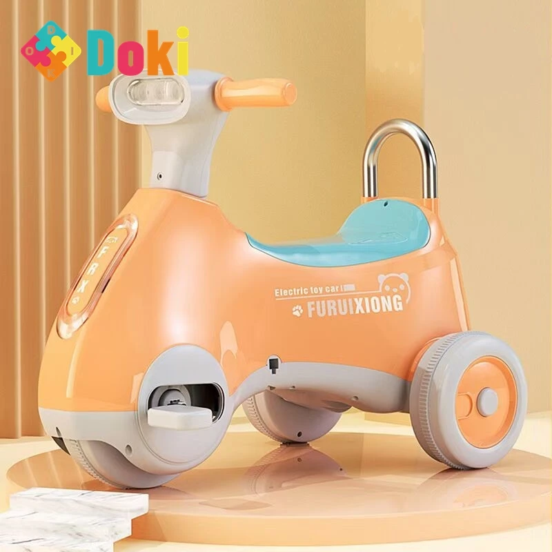 DokiToy Children's Electric Motorcycle 1-6 Years Old Male And Female Baby Tricycle Pedal Battery Car With Light Music Toy Car