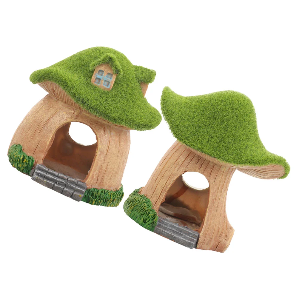 

2 Pcs Fish Aquarium Tank Landscaping Ornaments Mushroom House Hideout Shrimp Hiding Place Accessories Decoration
