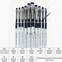 10pcs Professional Filbert Paint Brush Set with Wooden Handles - Durable Nylon Bristles for Acrylic, Watercolor Gouache Painting 2