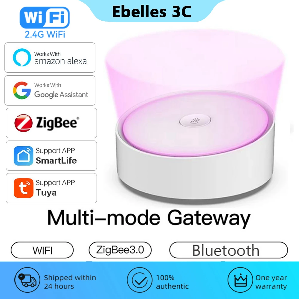 

Upgrade Tuya ZigBee Multi-Mode Gateway Hub WiFi Wireless Bridge Bluetooth Mesh BLE Smart Life APP Control for Alexa Google Home